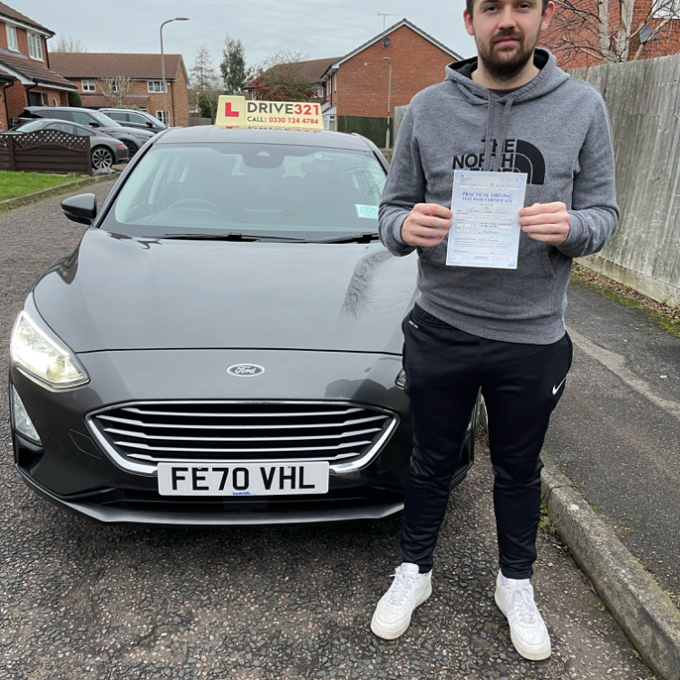 Matthew driving test pass photo of Matthew